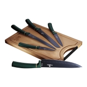 Set de cuțite din oțel inoxidabil cu tocător din bambus 6 buc. verde BerlingerHaus
