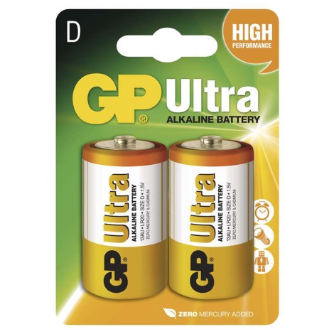 2 buc Baterie alcalină D GP ULTRA 1,5V