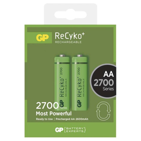 2 buc Baterii reîncărcabile AA GP RECYKO+ NiMH/1,2V/2700 mAh