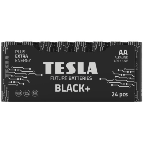 24 de baterii alcaline AA BLACK+ 1,5V Tesla Batteries