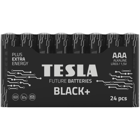 24 de baterii alcaline AAA BLACK+ 1,5V Tesla Batteries