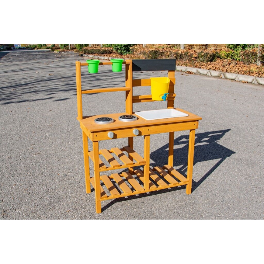 2Kids Toys - Bucătărie de grădină din lemn cu chiuvetă