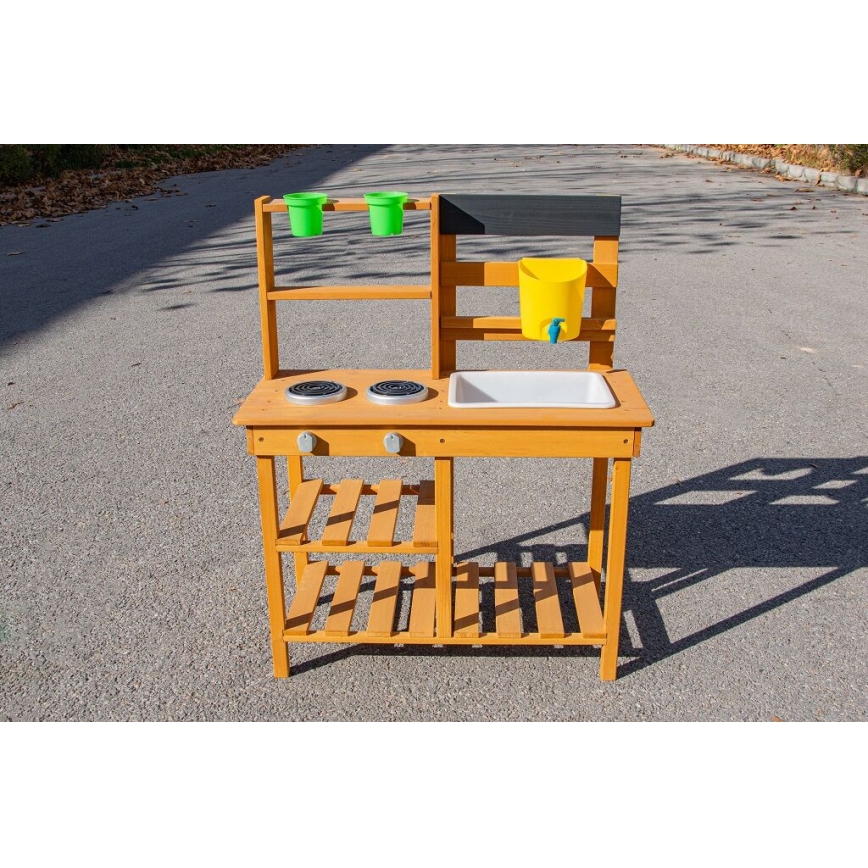 2Kids Toys - Bucătărie de grădină din lemn cu chiuvetă