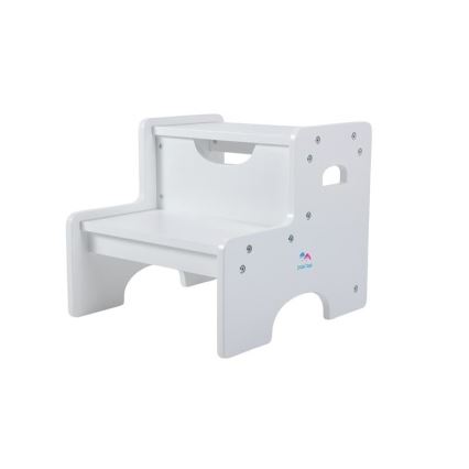 2Kids Toys - Scaunel din lemn cu treaptă, alb