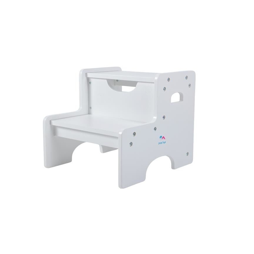 2Kids Toys - Scaunel din lemn cu treaptă, alb
