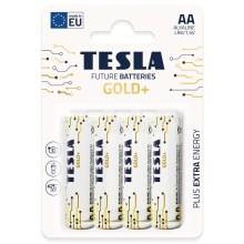 4 baterii alcaline AA GOLD+ 1,5V Tesla Batteries