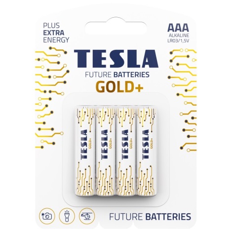 4 baterii alcaline AAA GOLD+ 1,5V Tesla Batteries
