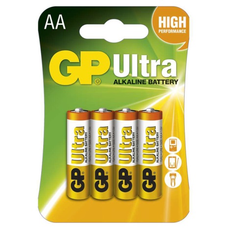 4 buc Baterie alcalină AA GP ULTRA 1,5V