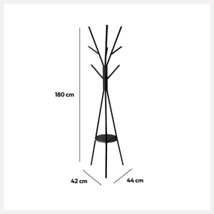5five - Cuier de podea TASO, 180 x 44 cm, negru