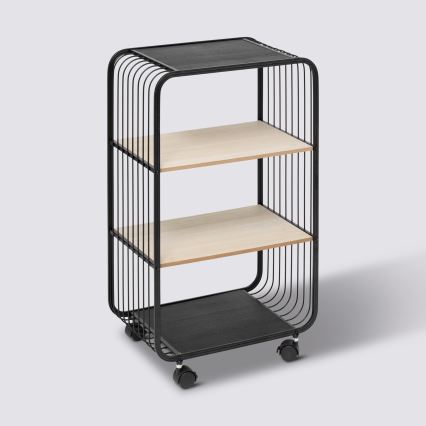 5five - Masă de servire/raft mobil COLGE 74 x 43 cm negru/bej