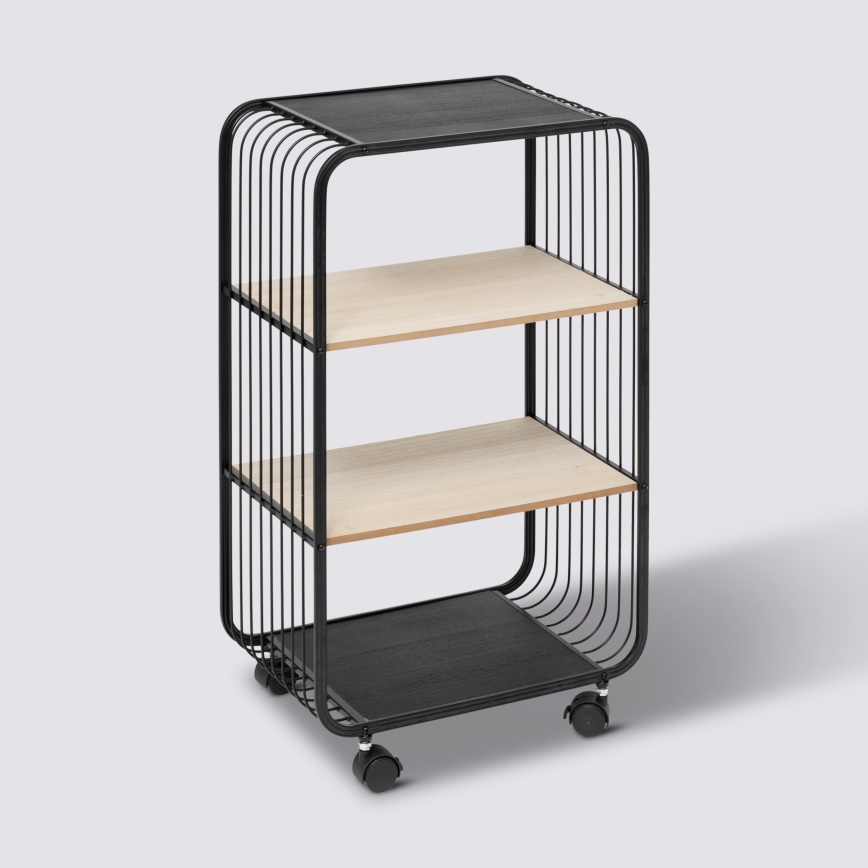 5five - Masă de servire/raft mobil COLGE 74 x 43 cm negru/bej