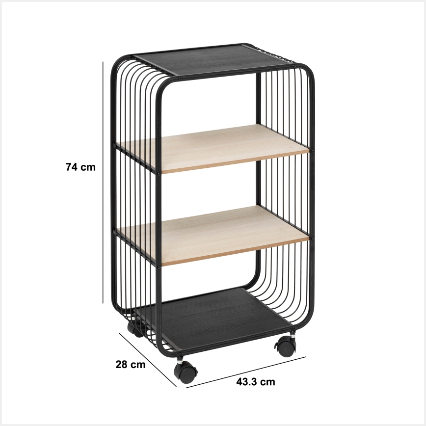 5five - Masă de servire/raft mobil COLGE 74 x 43 cm negru/bej