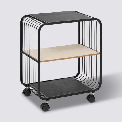 5five - Măsuță de servire/poliță mobilă COLGE 53x43 cm negru/bej