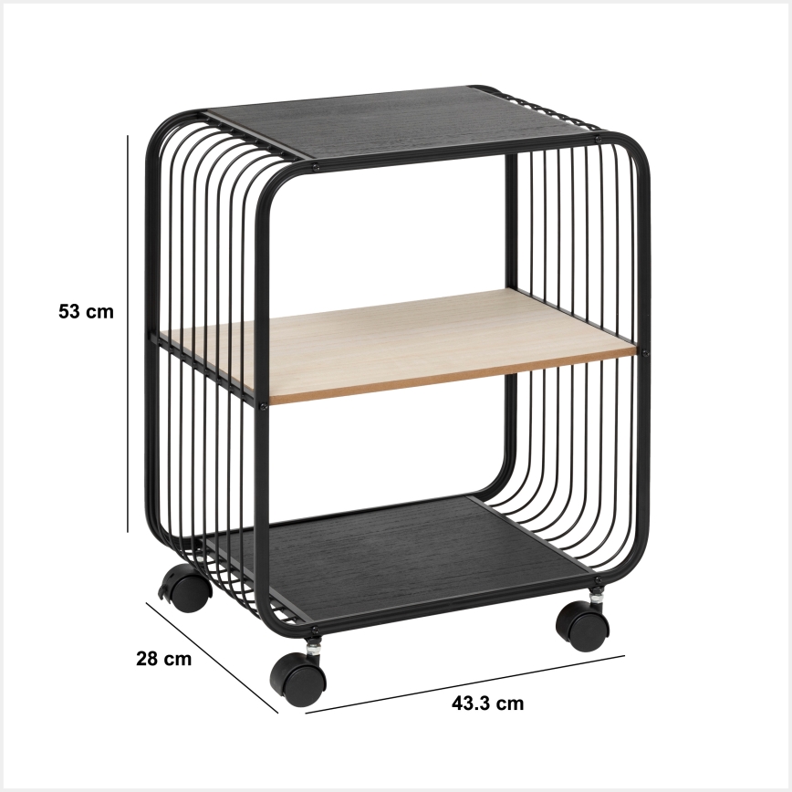 5five - Măsuță de servire/poliță mobilă COLGE 53x43 cm negru/bej