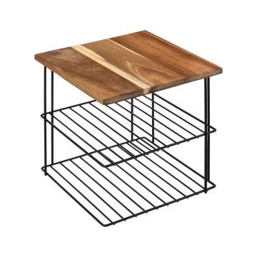5five - Poliță de bucătărie BATO 24x24 cm negru/acacia