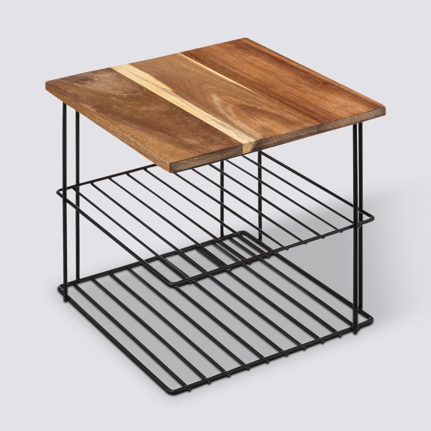 5five - Poliță de bucătărie BATO 24x24 cm negru/acacia