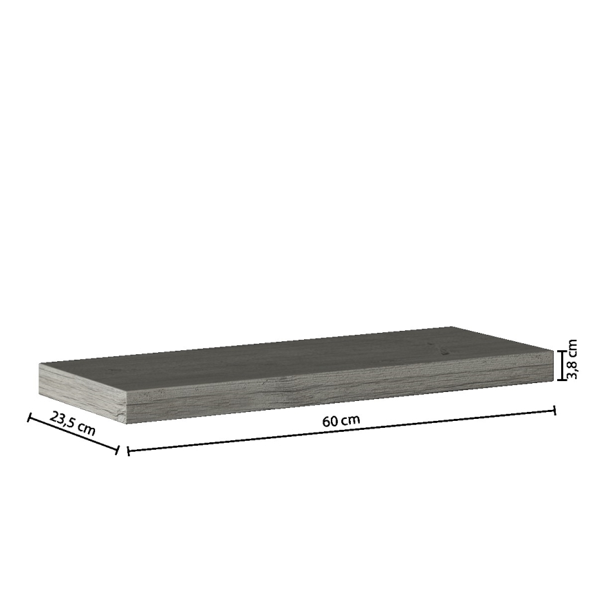 5five - Poliță de perete HYLE 60x24 cm stejar gri