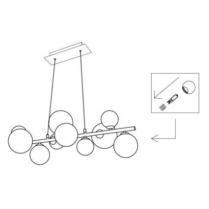 Abajur de rezervă din sticlă central d. 12 cm Globo