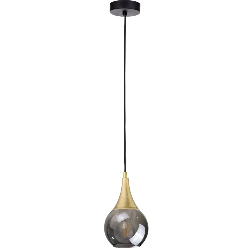 Abajur de rezervă din sticlă pentru lustră LACRIMA SMOKY E27 d. 15 cm negru fumuriu