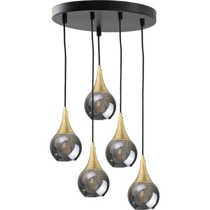 Abajur de rezervă din sticlă pentru lustră LACRIMA SMOKY E27 d. 15 cm negru fumuriu