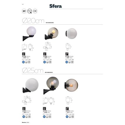 Abajur de rezervă pentru corp de iluminat de exterior Redo 9761 SFERA d. 20 cm IP44 alb