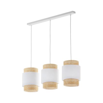 Abajur de schimb BOHO E27 pentru lampă de masă și lustru, Ø 20 cm, din ratan, alb