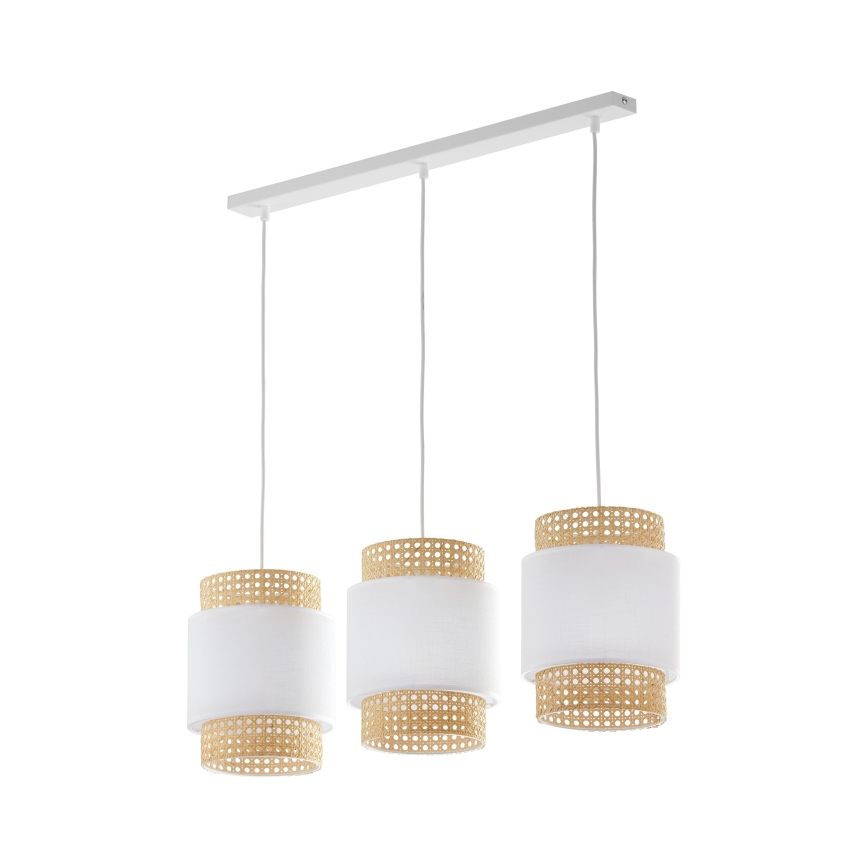 Abajur de schimb BOHO E27 pentru lampă de masă și lustru, Ø 20 cm, din ratan, alb