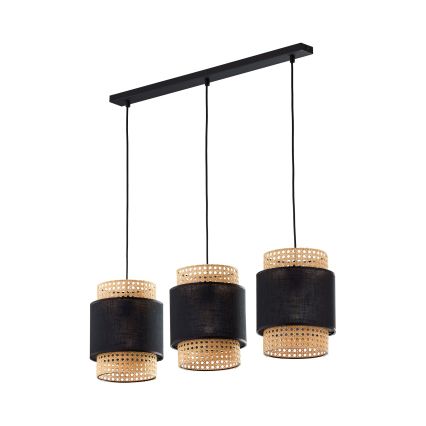 Abajur de schimb pentru lampa de masă și lustru BOHO E27 Ø 20 cm ratan/negru
