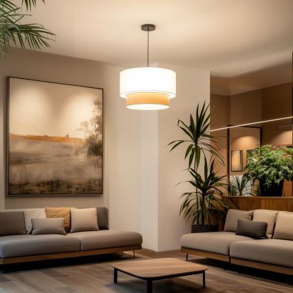 Abajur universal KERIA, Ø 50 cm, alb/maro