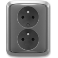 ABB 5512A-2349 S2 - Priză dublă pentru locuință cu ramă TANGO 250V gri închis