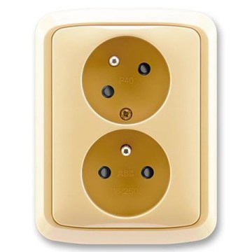 ABB 5513A-C02357 D - Priză dublă pentru uz casnic cu ramă TANGO 250V bej