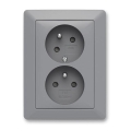 ABB 5513T-C02157 141 - Priză dublă de interior cu ramă ZONI 250V gri