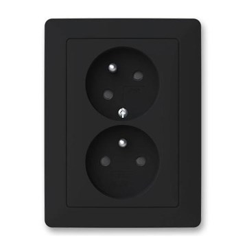 ABB 5513T-C02157 237 - Priză dublă de perete cu cadru ZONI 250V negru mat