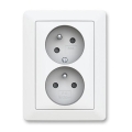 ABB 5513T-C02157 240 - Priză dublă pentru uz casnic cu ramă ZONI 250V, alb mat