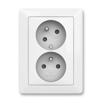 ABB 5513T-C02157 500 - Priză dublă de perete pentru uz casnic cu ramă ZONI 250V albă