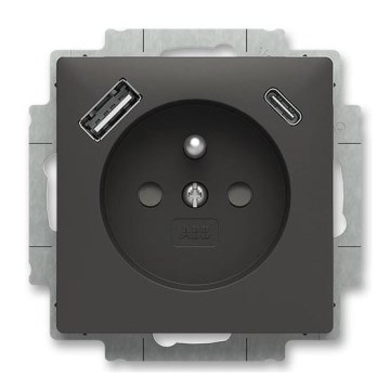 ABB 5569T-A32357 237 - Priză de perete fără ramă ZONI 250V 1xUSB A+C negru mat