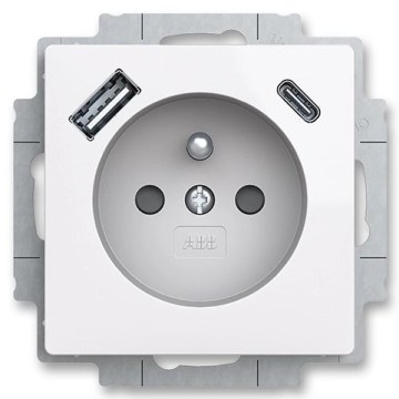 ABB 5569T-A32357 500 - Priză casnică de perete fără ramă ZONI 250V 1x USB A+C albă