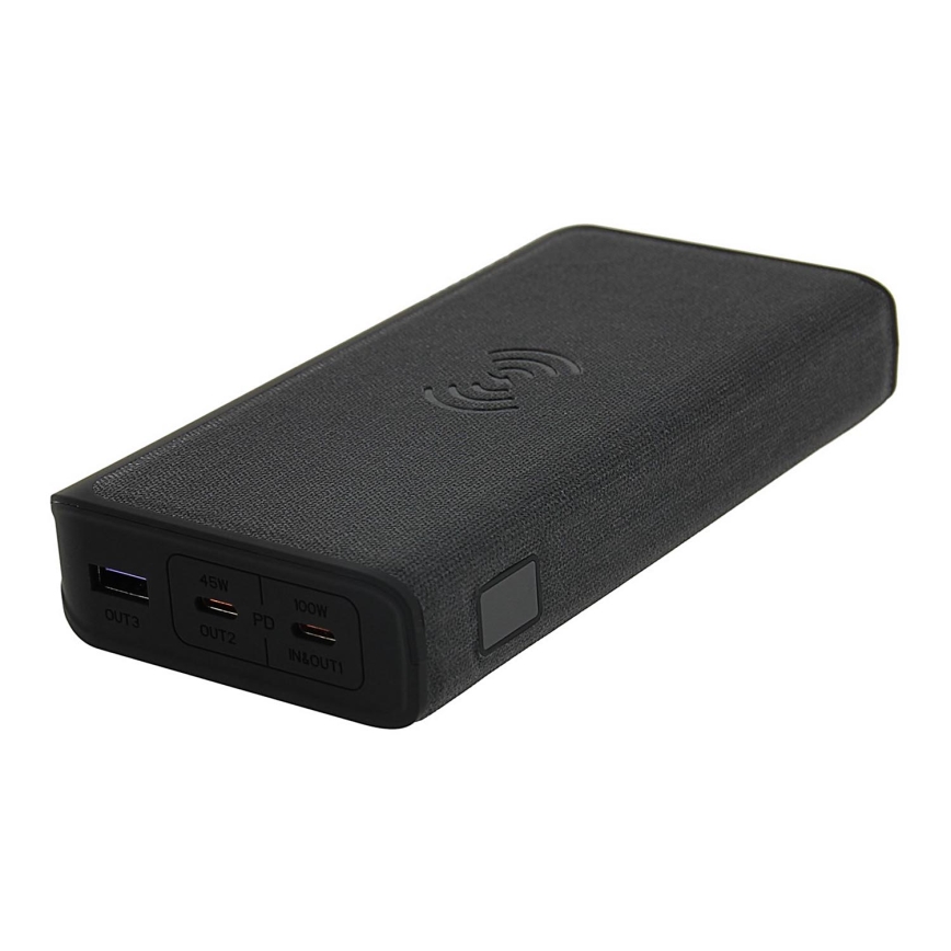 Acumulator extern 20000mAh 100W Li-lon 2xUSB-C/1x USB-A cu încărcare Qi