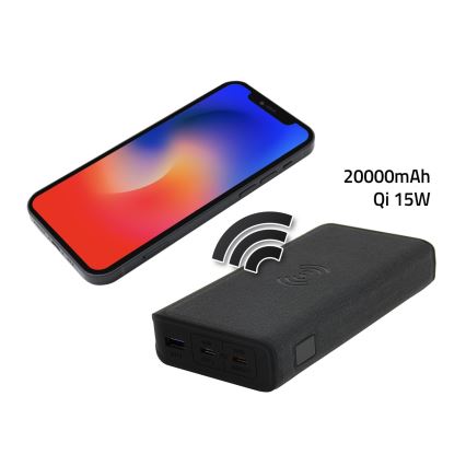 Acumulator extern 20000mAh 100W Li-lon 2xUSB-C/1x USB-A cu încărcare Qi