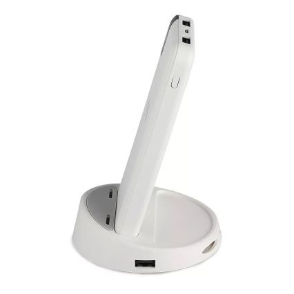 Acumulator extern 8000mAh/3,7V cu încărcare wireless alb