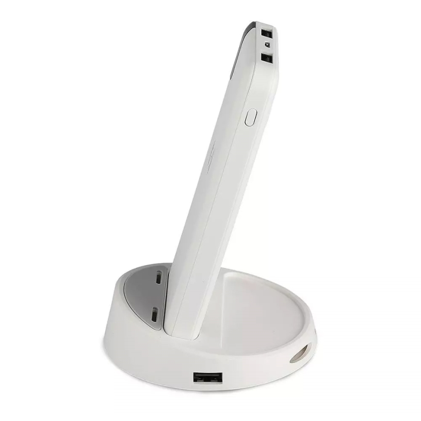 Acumulator extern 8000mAh/3,7V cu încărcare wireless alb