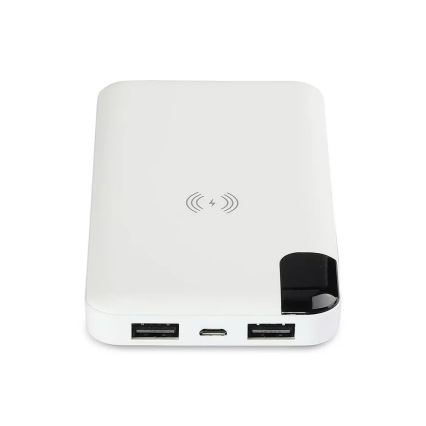 Acumulator extern 8000mAh/3,7V cu încărcare wireless și stație de andocare alb