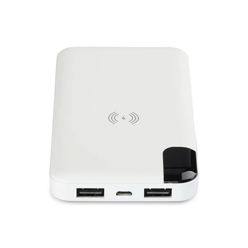Acumulator extern 8000mAh/3,7V cu încărcare wireless și stație de andocare alb