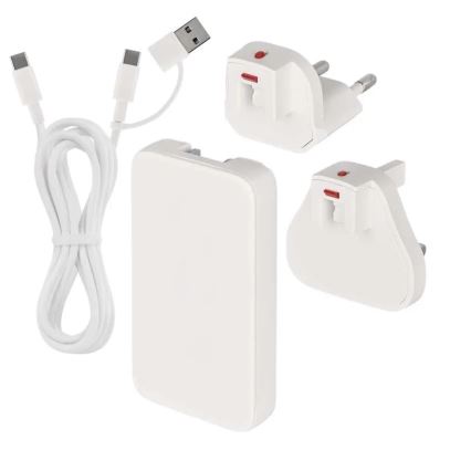 Adaptor de călătorie USB GaN, 100–250V, cu capete interschimbabile