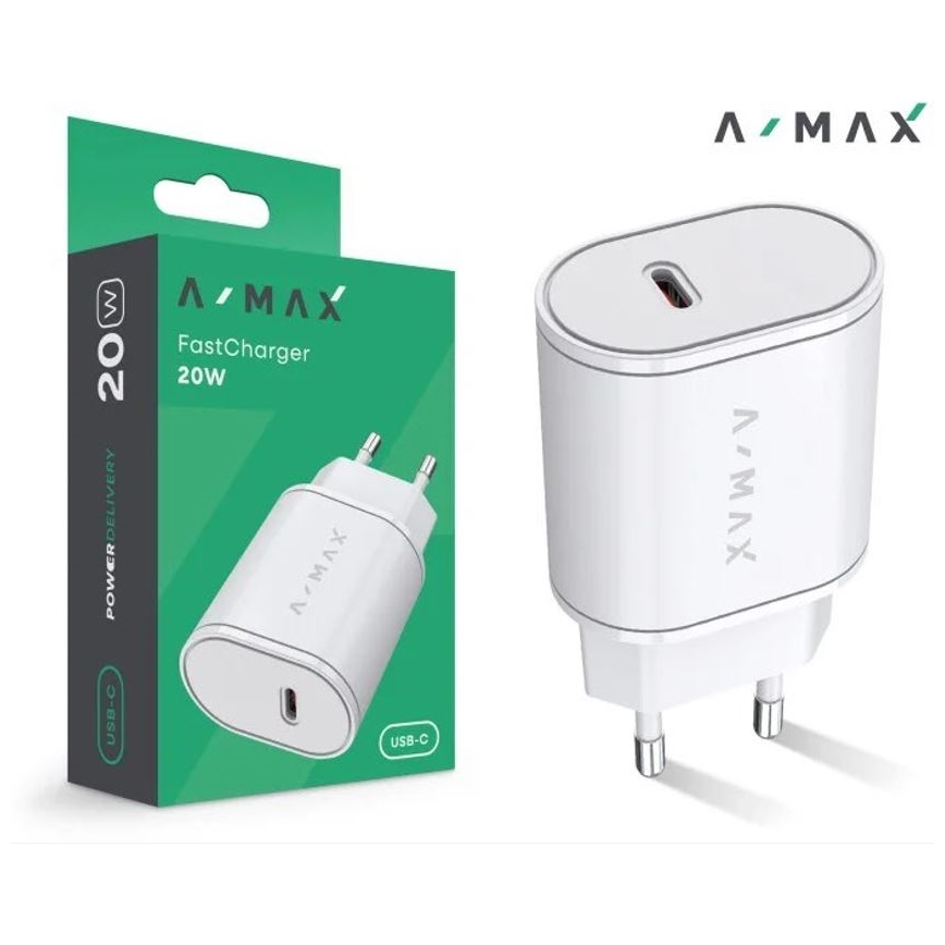 Adaptor de încărcare rapidă Aligator AX0001V A-MAX Power Delivery 20W USB-C, alb