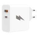 Adaptor de încărcare rapidă Winner Group 1xUSB-C + 1xUSB-A Power Delivery 45W alb