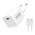 Adaptor de încărcare rapidă Winner Group 1xUSB-C PD 20W + cablu USB-C/USB-C 1m