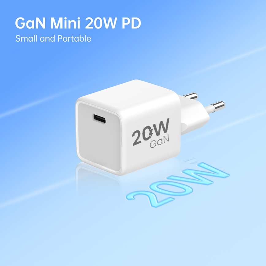 Adaptor de încărcare rapidă Winner Group 1xUSB-C PD 20W + cablu USB-C/USB-C 1m
