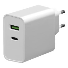 Adaptor de încărcare USB-C Power Delivery + USB-A 45W/230V alb