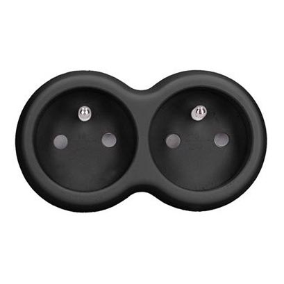 Adaptor priză dublă 2 x 10 A, negru